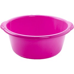Set van 2x stuks kunststof teiltjes/afwasbakken rond 10 liter roze - Afwasbak