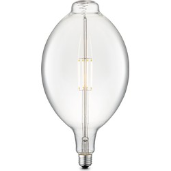 Edison Vintage LED filament lichtbron Carbon - Helder - G180 Ovaal - Retro LED lamp - 16/16/29cm - geschikt voor E27 fitting - Dimbaar - 4W 440lm 3000K - warm wit licht