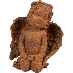 Clayre & Eef Decoratie Beeld Engel 11 cm Bruin Polyresin Religious sculpture