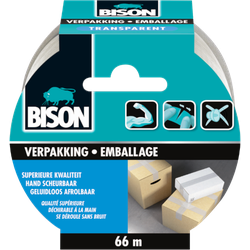 Verpakkingstape Transparent Rol 66 m x 50 mm - Bison