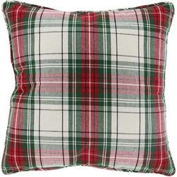 Unique Living - Kerst Tartan Kussen - 45x45cm - Wit