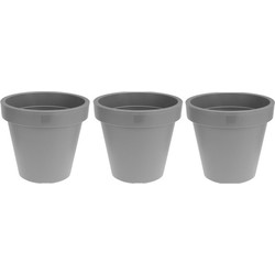 3x Licht grijze plantenpot 25 cm - Plantenpotten