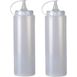Urban Living Doseerfles/sausfles - 2x - kunststof - met schenktuit - 700 ml - 21 cm - Garneergerei