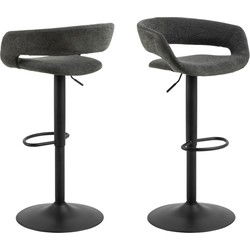 Barkruk Grijs Stof - Zithoogte 80cm - 54,5x49x101cm - Nexus - Set van 2