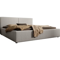 Meubella Tweepersoonsbed Infinity - Grijs - Fluffy ribstof - 180x200 cm