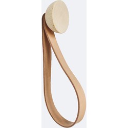 Round Beech Wood Wall Hook with Leather Loop