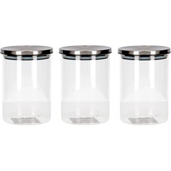 3x transparante bewaarbussen met deksel van glas 650 ml - Voorraadpot