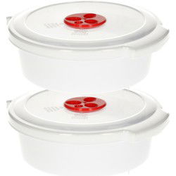 PlasticForte Magnetronschaal - 2x - 1,5L - wit - kunststof - Magnetronbakken