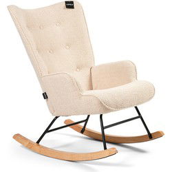 Aemely® Schommelstoel 'Mama' - Beige Teddy, Blank Hout