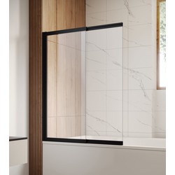 Badplaats Badwand Moka 120 x 140 cm - Zwart - Badscherm schuifdeur 5 mm dik - Veiligheidsglas en Antikalk