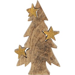 Clayre & Eef Beeld Kerstboom 10x3x16 cm Bruin Hout Kerstdecoratie