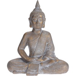 Boeddha beeld - voor binnen/buiten - goud-kleurig - 49 cm - Beeldjes