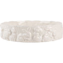 Clayre & Eef Schaal Ø 20x5 cm Wit Keramiek Konijn