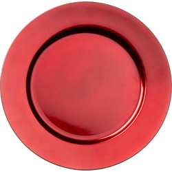 1x Ronde decoratie kaarsenborden/onderborden rood 33 cm - Kaarsenplateaus