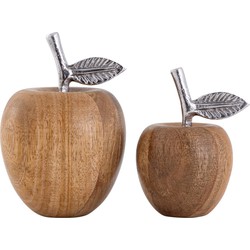 SVJ Decoratieve Appels - 9x9x15 cm - Mango Hout - Naturel - Set van 2