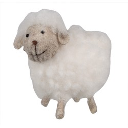 Clayre & Eef Decoratie Beeld Schaap 14 cm Wit Synthetisch