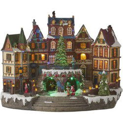 Village scenery with christmas tree adapter included - l41,5xw25xh31,5cm