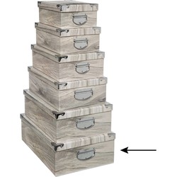 5Five Opbergdoos/box - Houtprint licht - L48 x B33.5 x H16 cm - Stevig karton - Treebox - Opbergbox