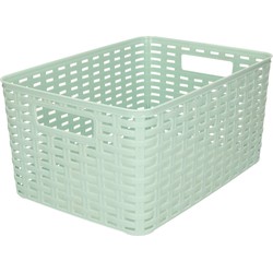 Plasticforte Opbergmand - Kastmand - rotan kunststof - mintgroen - 10 Liter - 22 x 33 x 16 cm - Opbergmanden