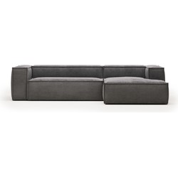 Kave Home - 3-zitsbank Blok met chaise longue rechts in groen ribfluweel/corduroy 300 cm