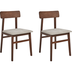 Beliani STACY - Eetkamerstoel-Donkere houtkleur-Rubberhout