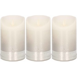 3x Luxe Led kaarsen zilver met wit 12,5 cm - LED kaarsen