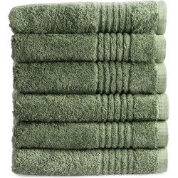 PHLOX Handdoeken Set 50x100 cm - 6 stuks - 600 g/m2 Zacht Katoen - Supreme Collectie - Oud Groen