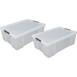 2x stuks Allstore opbergboxen - 51 liter - Transparant - 66 x 44 x 23 cm - Opbergbox