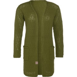 Knit Factory Luna Gebreid Dames Vest - Mosgroen - 36/38 - Met steekzakken