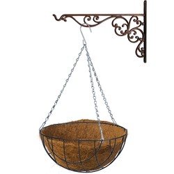 Hanging basket 35 cm met ijzeren muurhaak en kokos inlegvel - Plantenbakken