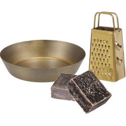 Amberblokjes/geurblokjes cadeauset - musk geur - inclusief schaaltje en mini rasp - Amberblokjes