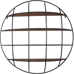 Clayre & Eef Wandrek  91x20 cm Zwart Bruin Ijzer Hout Rond Muurrek