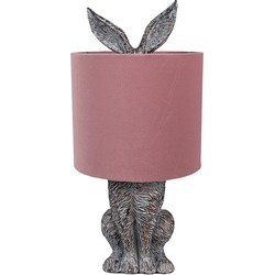 Clayre & Eef Tafellamp Konijn Ø 20x43 cm Bruin Roze Kunststof Bureaulamp