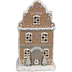 Clayre & Eef Gingerbread house met LED 12x9x20 cm Bruin Kunststof Peperkoekhuisje