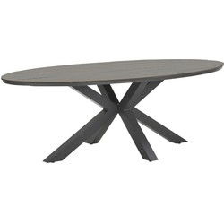 Edison tafel - ovaal - 220x115 cm - carbon black - grey teak Vironwood