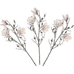 3 stuks Magnolia beverboom kunstbloemen takken 90 cm decoratie - Kunstplanten