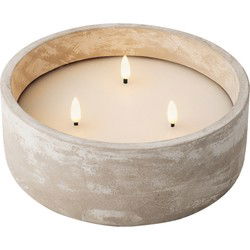 Lumineo LED kaars - 3 LED vlammetjes - beton grijs - 20 x 8 cm -buiten - LED kaarsen