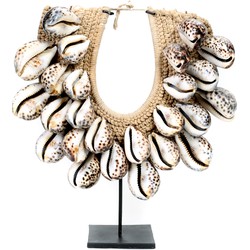 The Tiger Cowrie Necklace on Stand - Brown