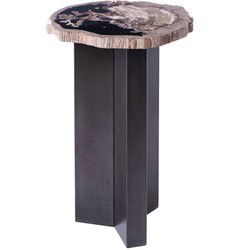 PTMD Jisse Black Petrified Wood Sidetable Twist Base