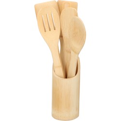 Spatelset - 5-delig - bamboe - in pot - keukenspatels - spatels - Keukenspatels