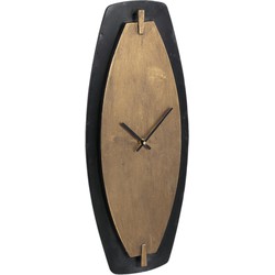 PTMD Zanni Gold metal wall clock on black shaped oval