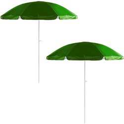 Voordeel set van 2x strandparasols groen 200 cm diameter - Parasols