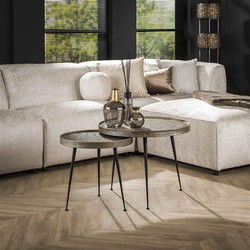 Hoyz Collection - Salontafel Rond Print - Zilverkleurig - Set van 2
