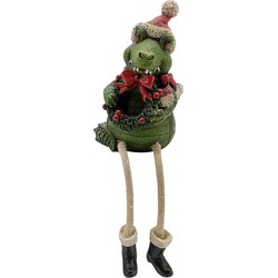 Clayre & Eef Beeld Krokodil 7x7x12 cm Groen Polyresin Kerstdecoratie