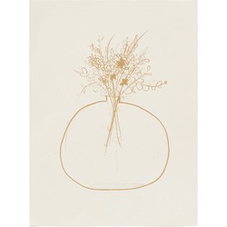 Kave Home - Wit papier Erley vel met beige bloemenvaas 21 x 28 cm