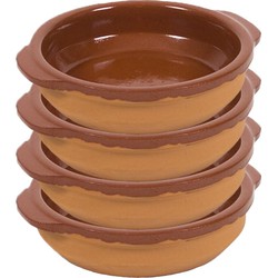 4x Terracotta tapas bakjes/schaaltjes 13 cm - Snack en tapasschalen