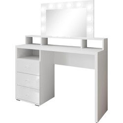 Meubella - Kaptafel Dakota - Wit - 120 cm - Met spiegel