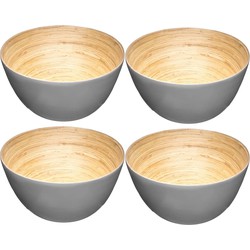 Set van 4x stuks Slakommetjes/serveer schaaltjes - bamboe - D17 cm - Saladeschalen