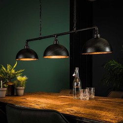 Hanglamp industrieel Abby 3-lichts buis zwart