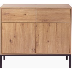 Ladekast Eiken Decor - 2 Deuren 2 Lades L90 x H80 cm - LENNY